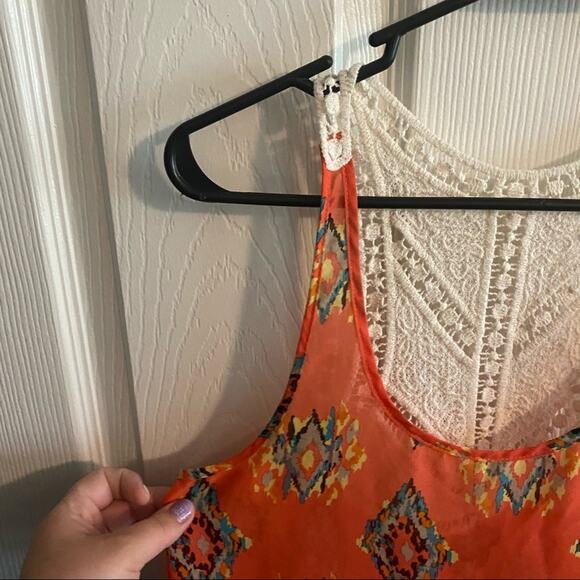 Annabelle Crochet Back Sleeveless Top Women's Size Small Orange Cream Multicolor - Picture 7 of 7